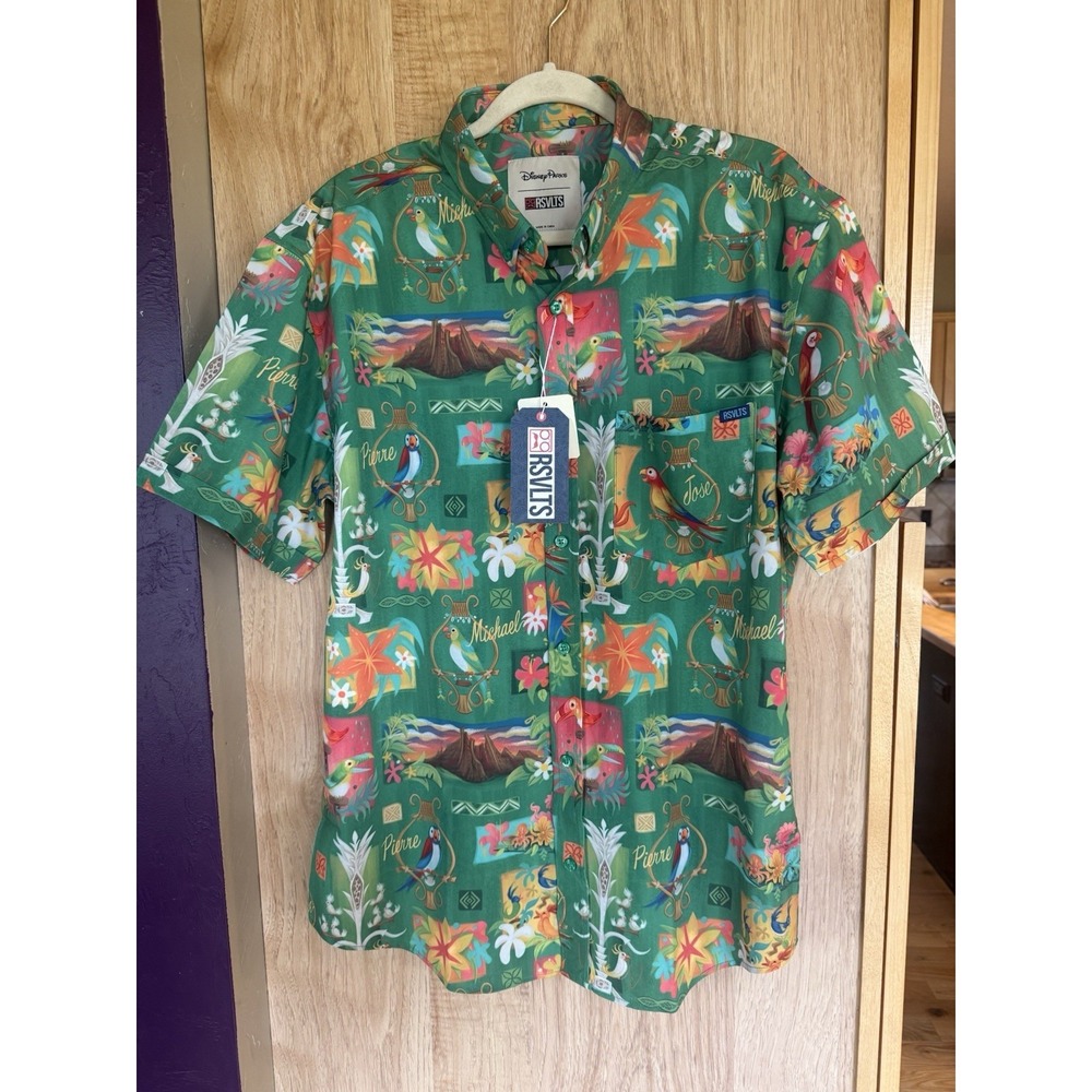 Walt Disney World RSVLTS Enchanted Tiki Room Button Up Shirt L Large NWT